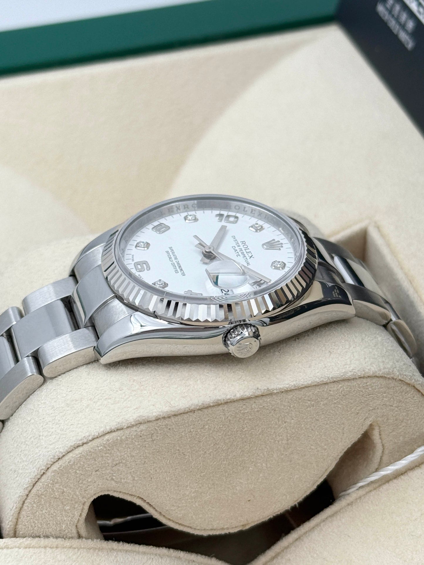 ROLEX 勞力士 OYSTER PERPETUAL DATE 115234 白色鑽石字 2007年