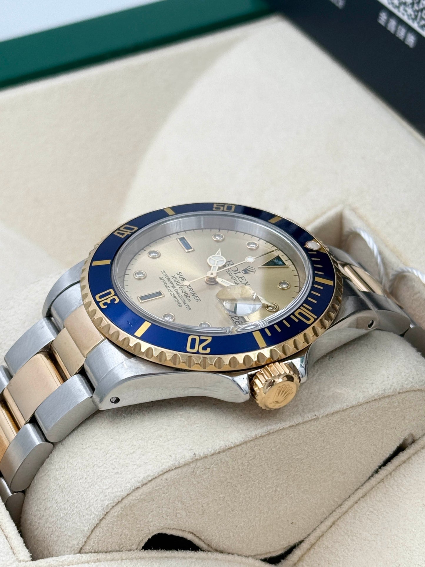 ROLEX 勞力士 SUBMARINER DATE 16613 香檳金鑽石字