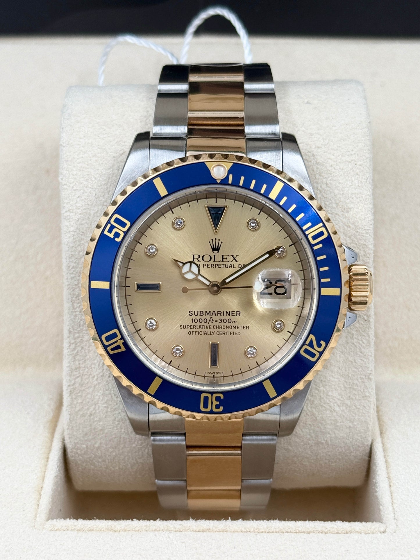 ROLEX 勞力士 SUBMARINER DATE 16613 香檳金鑽石字