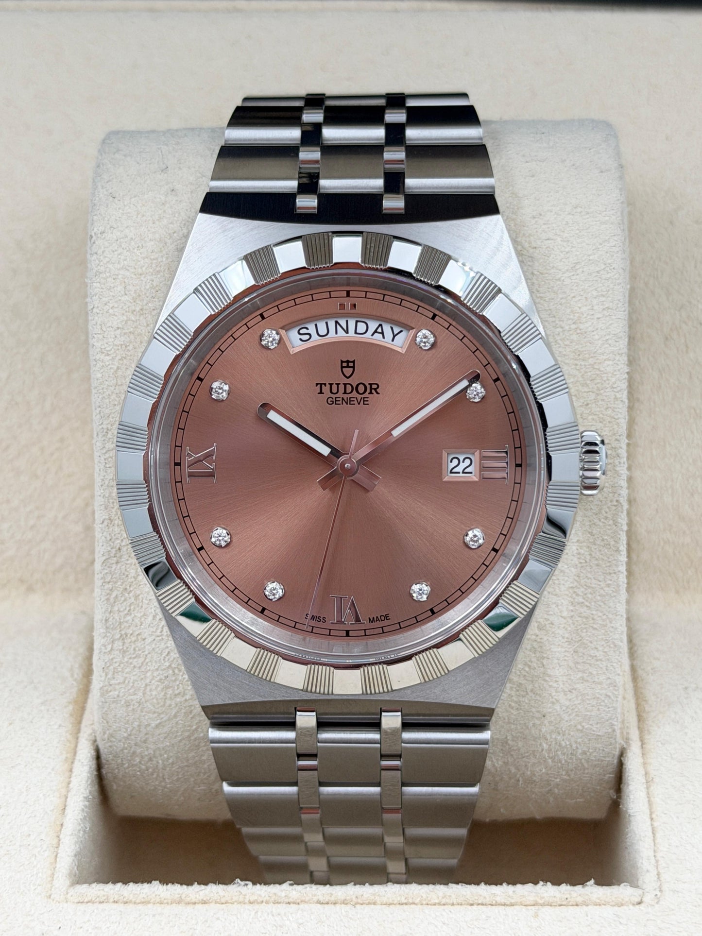 全新 NEW TUDOR 帝舵 ROYAL 28600 粉紅色鑽石字 2026年2月 鮭魚面 鑽石字 全套 FULL SET