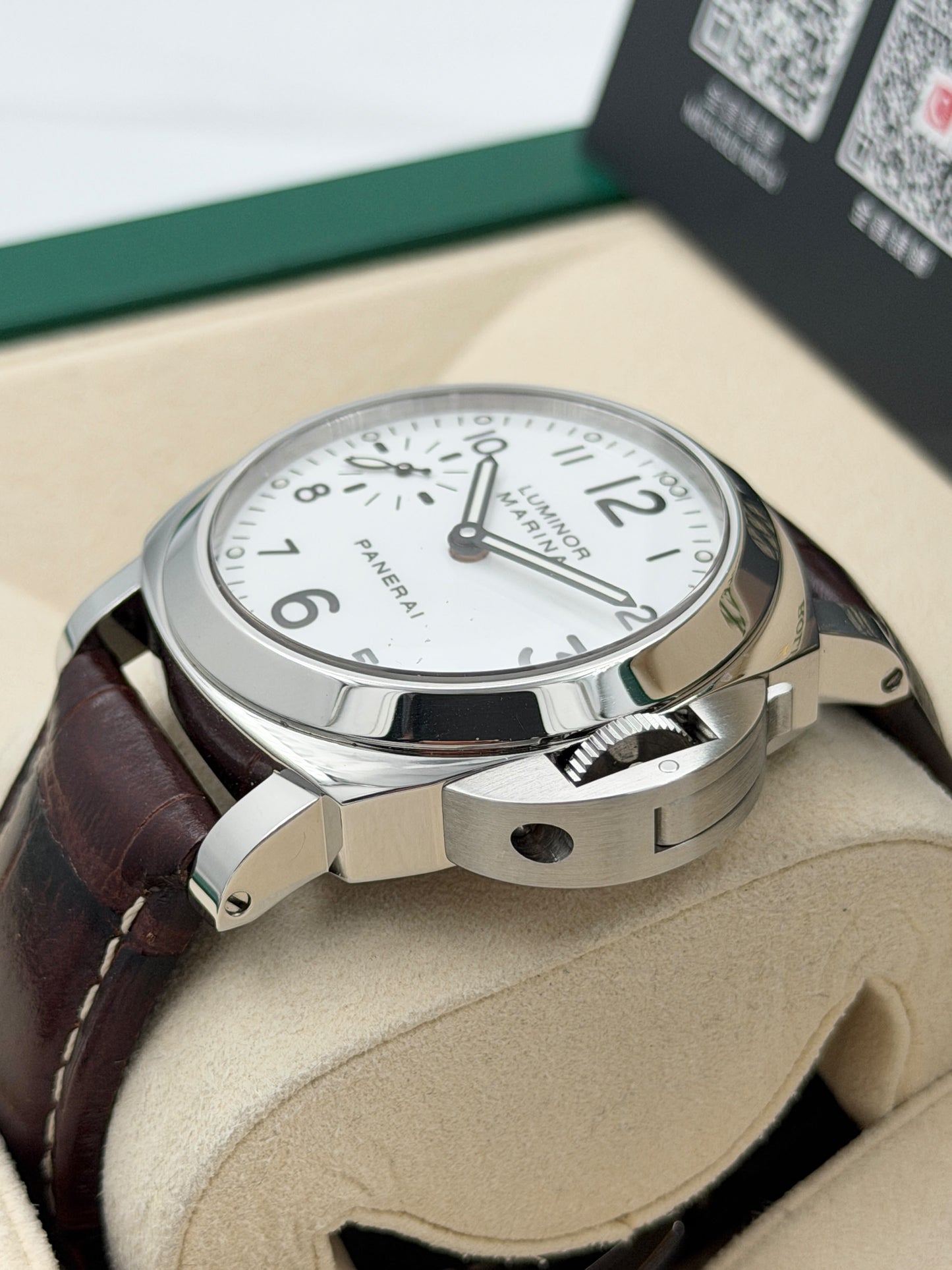 二手 USED  PANERAI 沛納海 LUMINOR MARINA PAM00113 白色 代用帶 代用扣 淨錶 WATCH ONLY