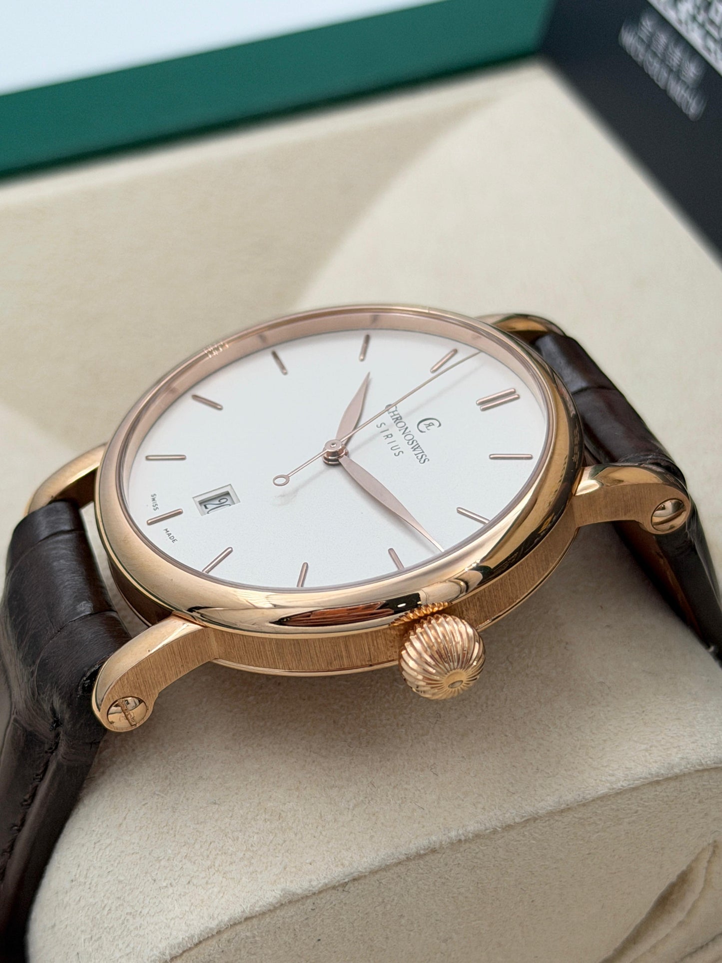 二手 USED  CHRONOSWISS 瑞寶 SIRIUS AUTOMATIC CH2891R 白色 OPEN DAY 18k金 全套 FULL SET