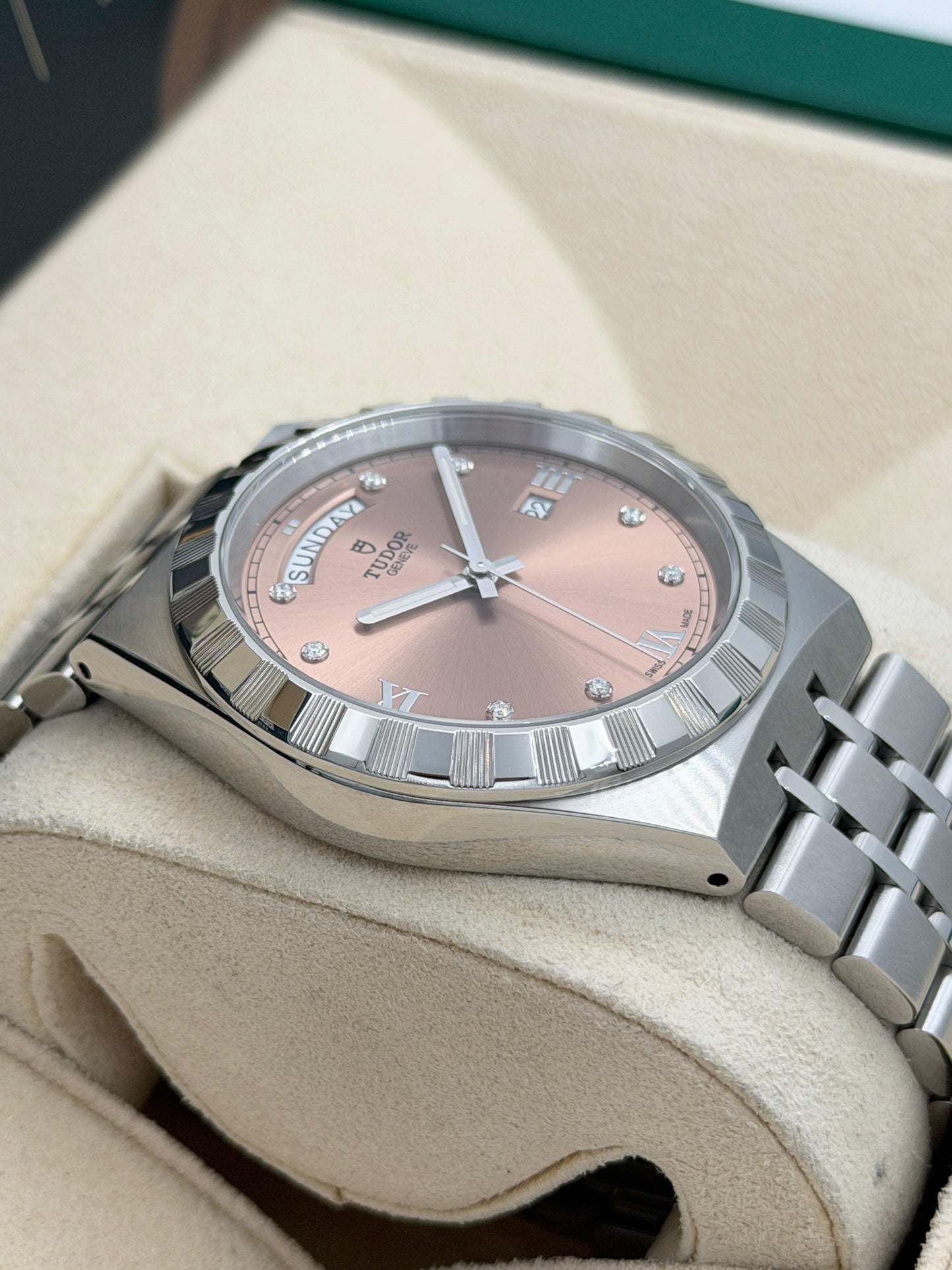 全新 NEW TUDOR 帝舵 ROYAL 28600 粉紅色鑽石字 2026年2月 鮭魚面 鑽石字 全套 FULL SET