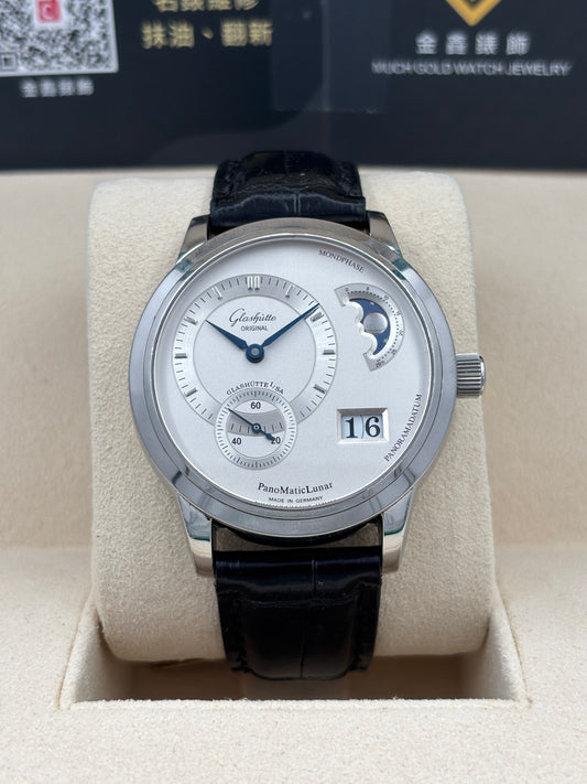 [SOLD OUT]二手 USED  GLASHUTTE-ORINGINAL 格拉蘇蒂 PANOMATICLUNAR 90-02-02-02-04 白色 年份不詳 淨錶 WATCH ONLY