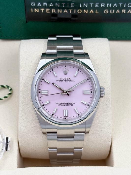全新 NEW ROLEX 勞力士 OYSTER PERPETUAL 126000 糖果粉紅色 2025年9月