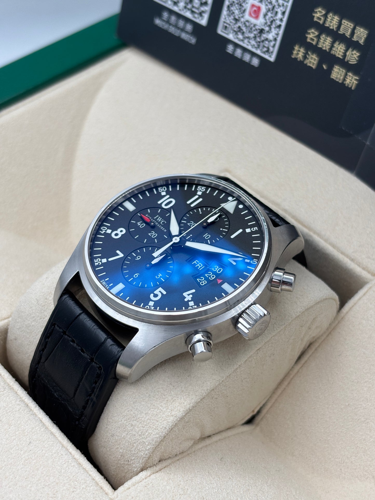 [SOLD OUT]二手 USED  IWC 萬國 PILOT CHRONOGRAPH IW377701 黑色 2013年9月 全套 FULL SET AD單