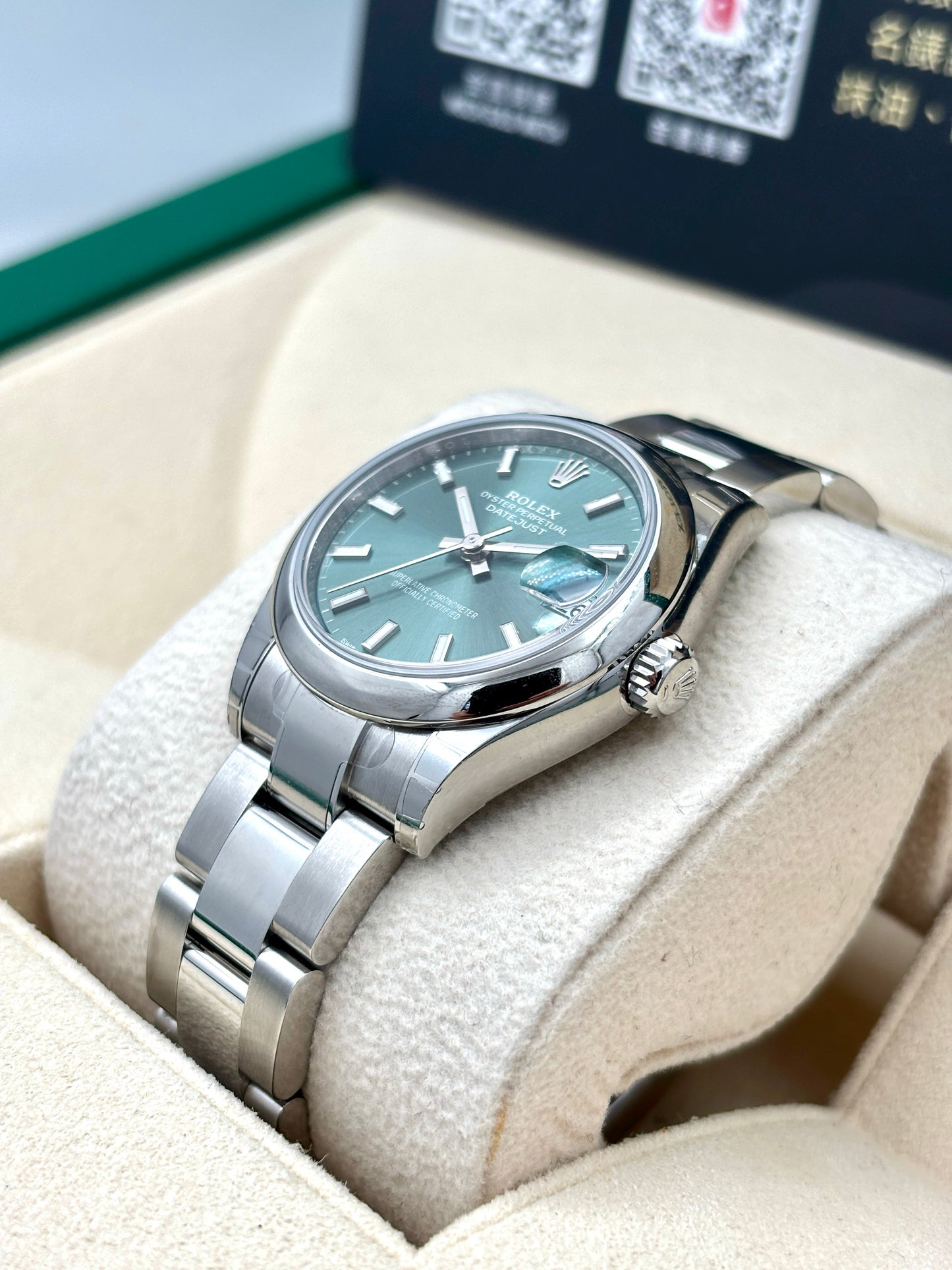 未試用品 UNUSED  ROLEX 勞力士 DATEJUST 278240 2023年8月 薄荷綠色 齊膠紙 全套 FULL SET