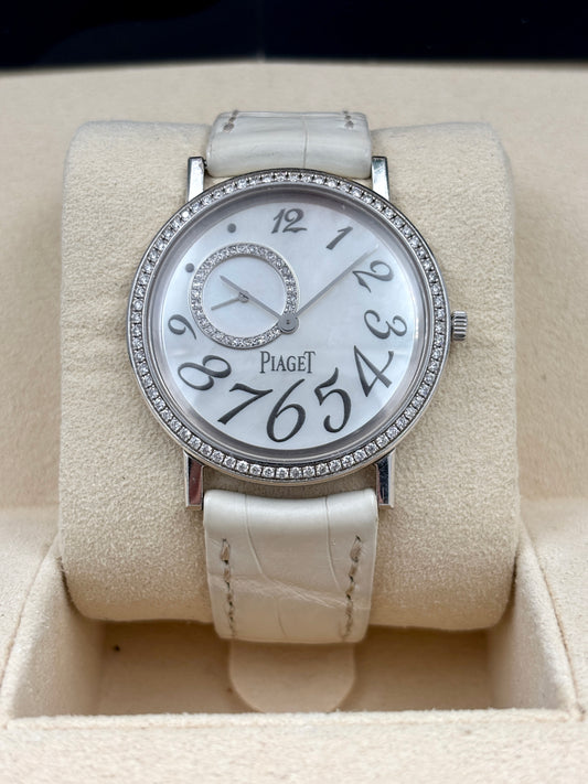 二手 USED  PIAGET 伯爵 ALTIPLANO P10346 白色珍珠貝殼面 18k白金 淨錶 WATCH ONLY