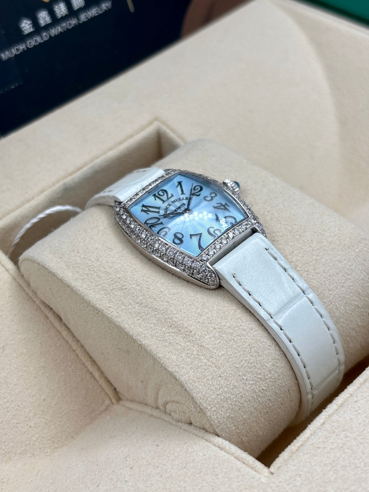 二手 USED  FRANCK MULLER 法穆蘭 CURVEX 2251QZ 藍色 後鑽 石英機芯 18k金 淨錶 WATCH ONLY