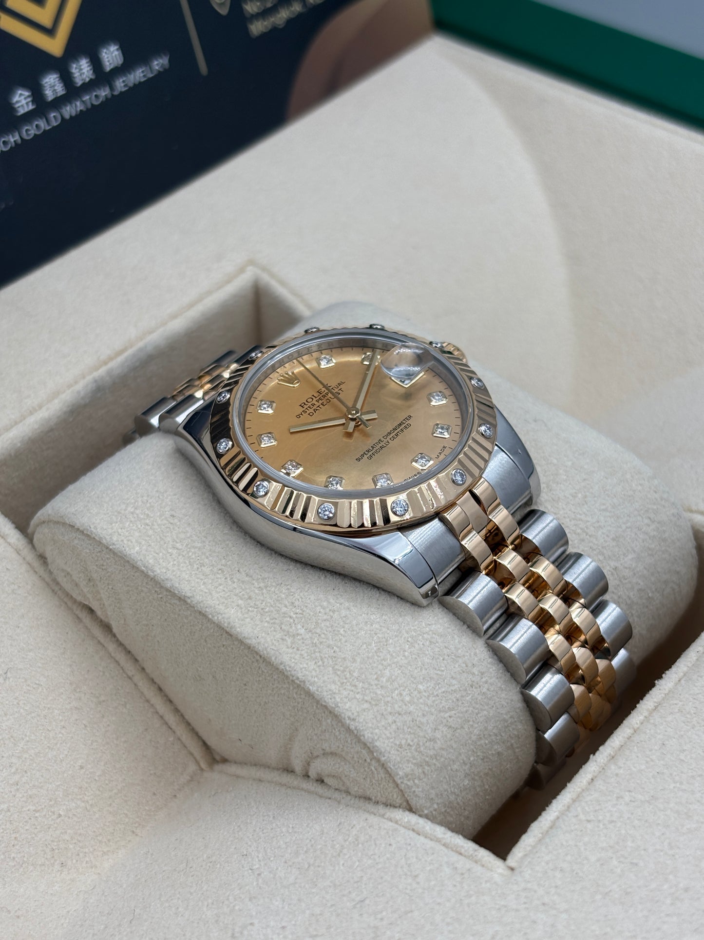 二手 USED  ROLEX 勞力士 DATEJUST 31 178313 鑲鑽 金珍珠貝母 2012年1月 全套 FULL SET AD單