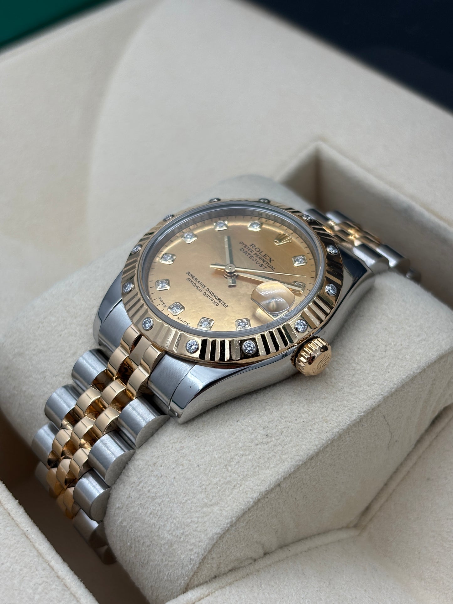 二手 USED  ROLEX 勞力士 DATEJUST 31 178313 鑲鑽 金珍珠貝母 2012年1月 全套 FULL SET AD單