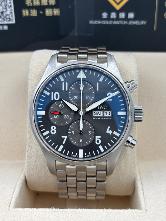 [SOLD OUT]二手 USED  IWC 萬國 PILOT SPITFIRE CHRONOGRAPH IW377719 黑色 2017年9月 全套 FULL SET