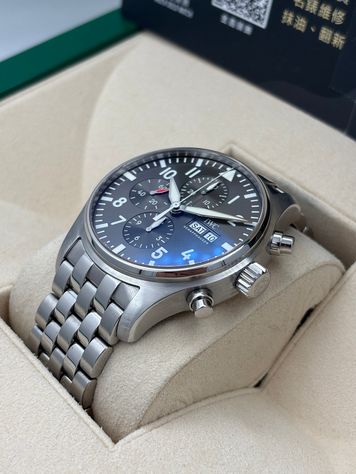 [SOLD OUT]二手 USED  IWC 萬國 PILOT SPITFIRE CHRONOGRAPH IW377719 黑色 2017年9月 全套 FULL SET