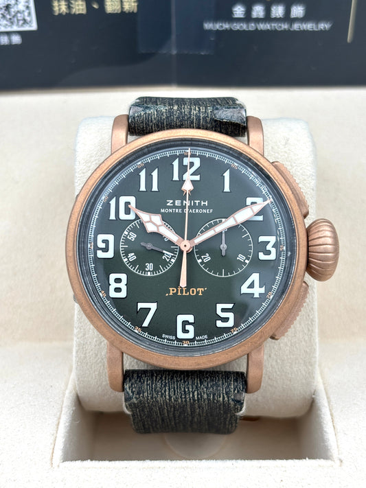 二手 USED  ZENITH 真力時 PILOT TYPE 20 ADVENTURE 29.2430.4069/63.I001 綠色 2022年5月