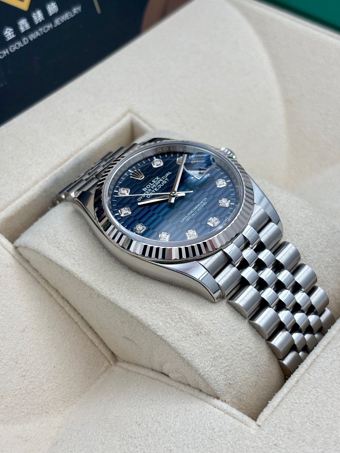 [SOLD OUT]二手 USED  ROLEX 勞力士 DATEJUST 126234 藍色坑紋 鑽石字 2023年11月 全套 FULL SET