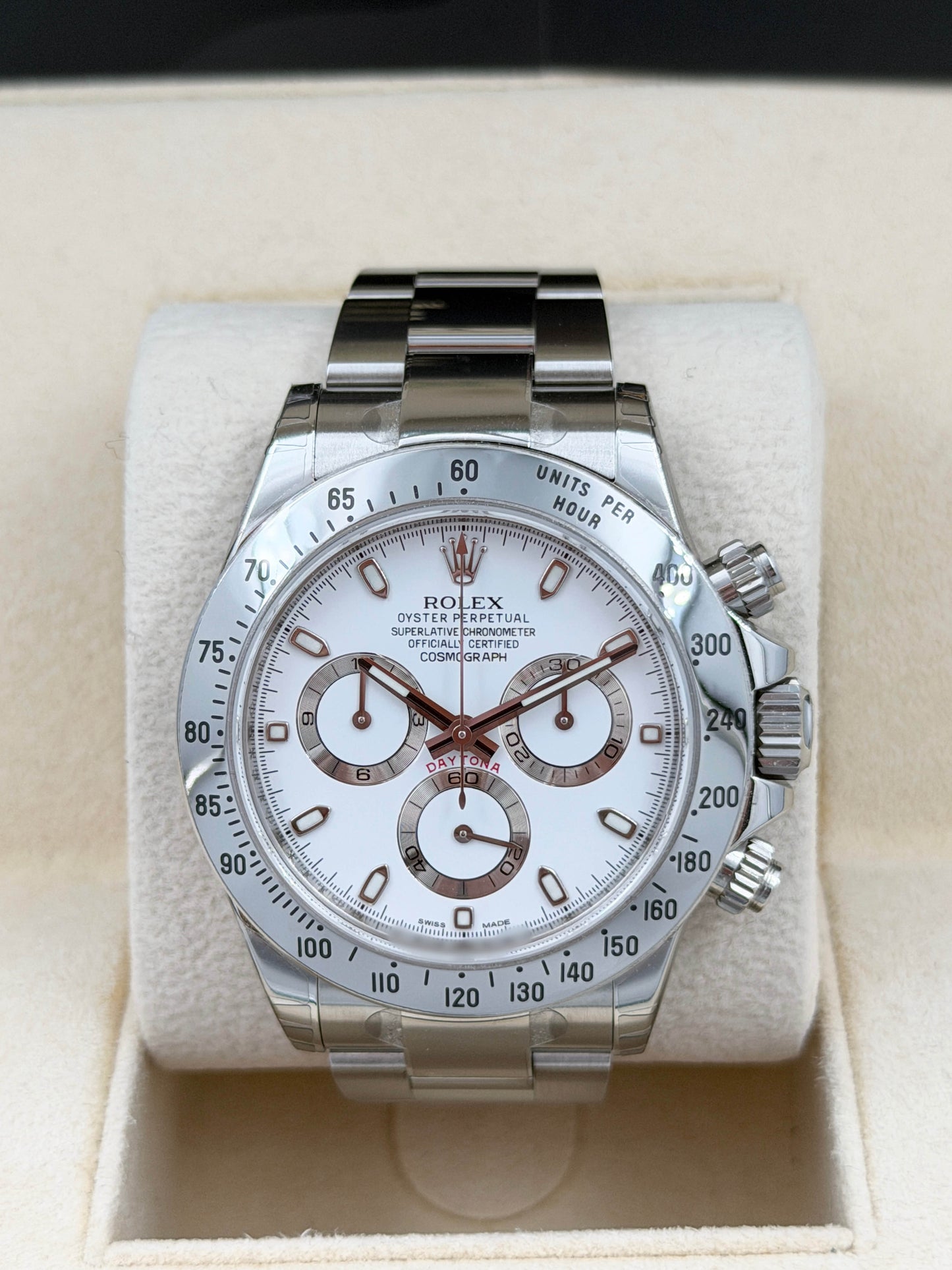 未使用品 Unused ROLEX 勞力士 DAYTONA 116520 白色面 2013年 齊膠紙