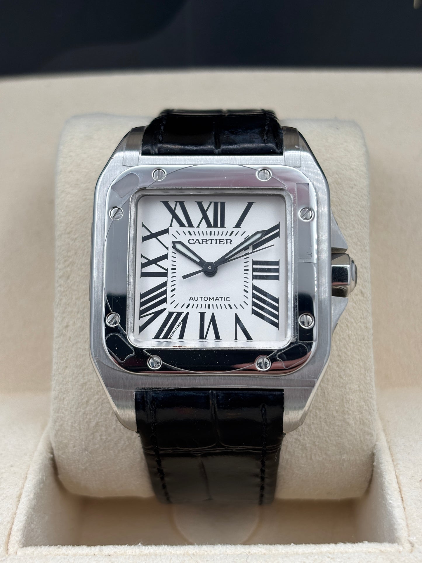 二手 USED  CARTIER 卡地亞 SANTOS 100 (2878) W20106X8 白色羅馬數字 2008年6月 保養證