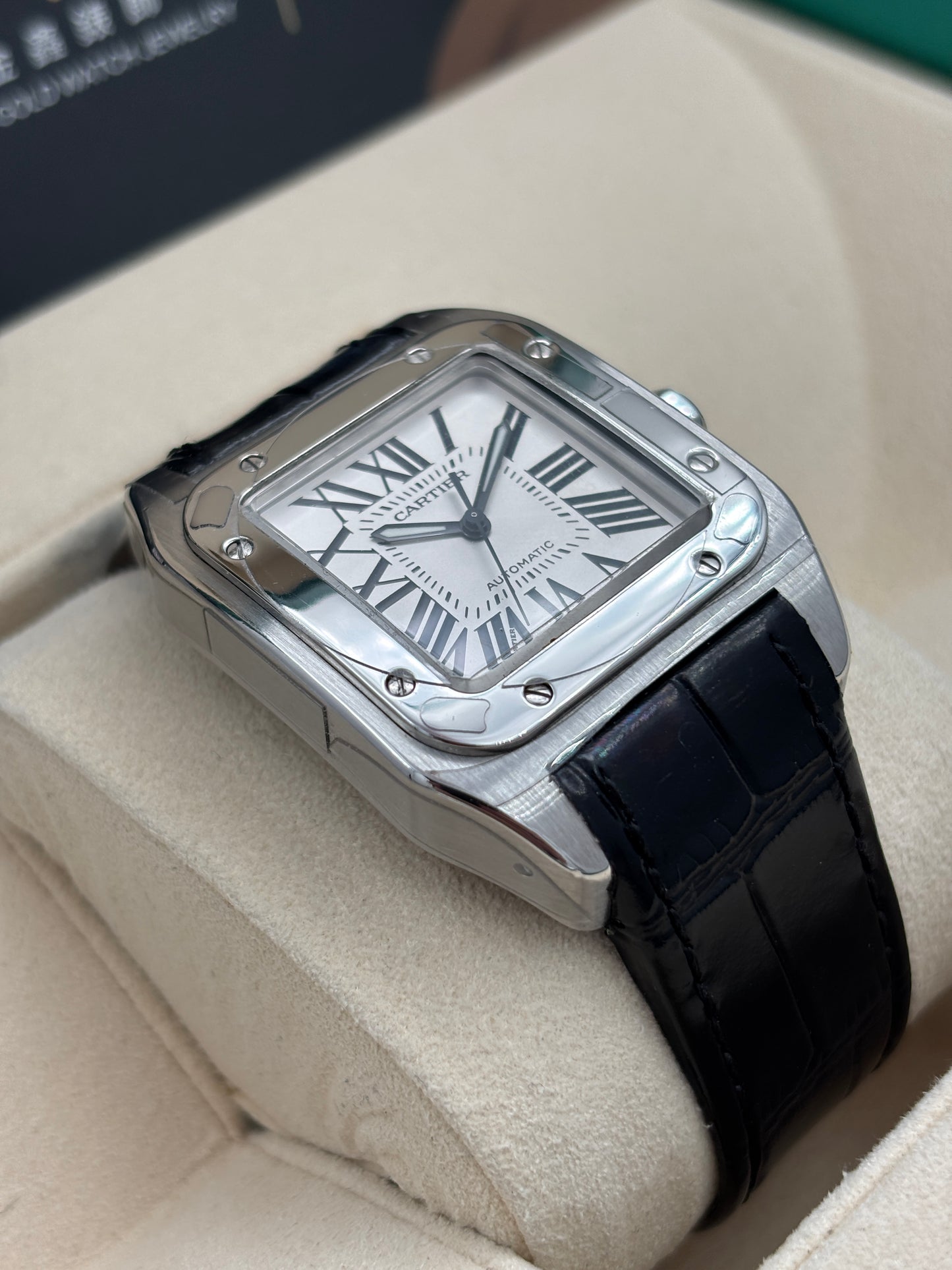 二手 USED  CARTIER 卡地亞 SANTOS 100 (2878) W20106X8 白色羅馬數字 2008年6月 保養證