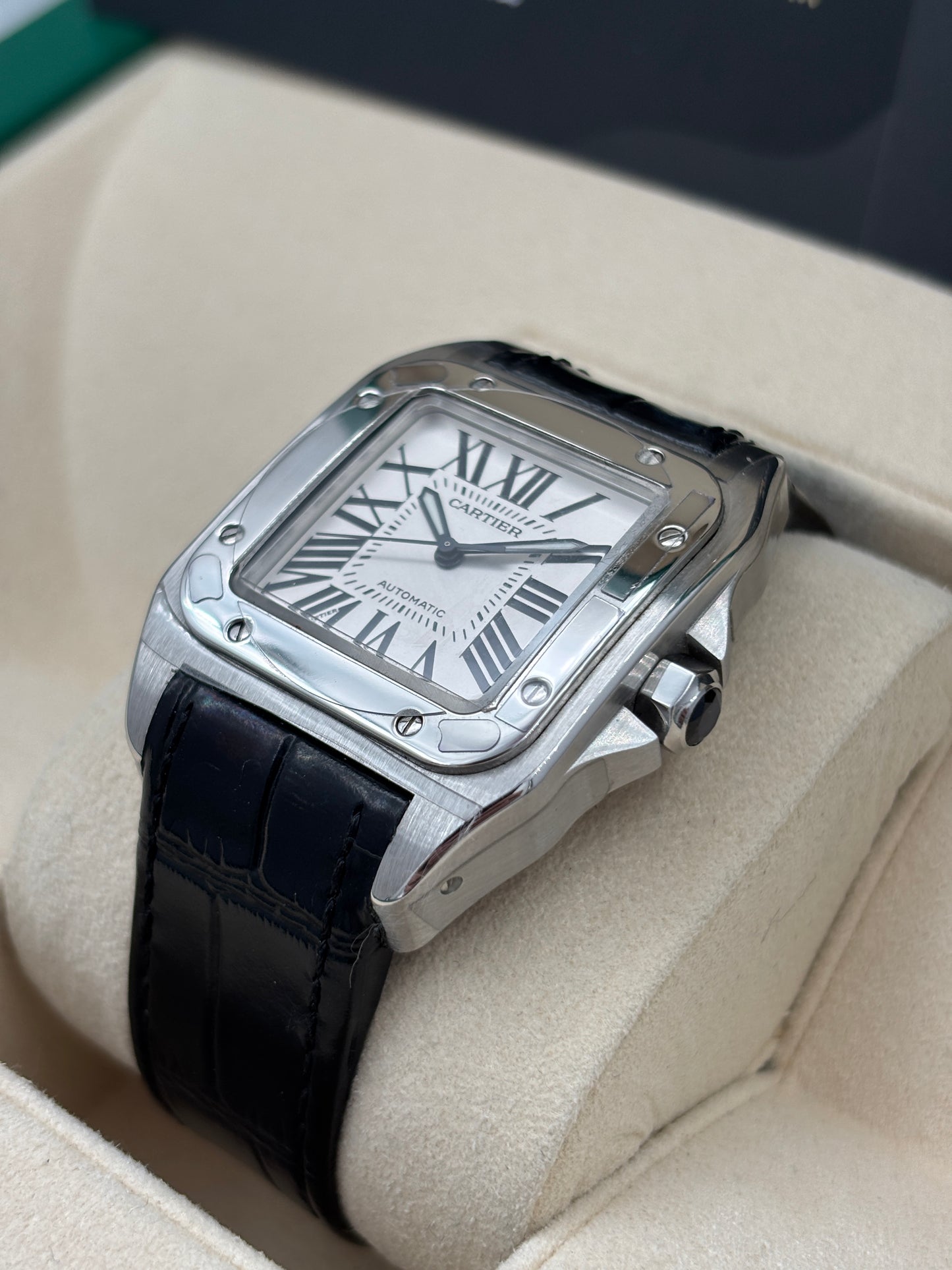二手 USED  CARTIER 卡地亞 SANTOS 100 (2878) W20106X8 白色羅馬數字 2008年6月 保養證