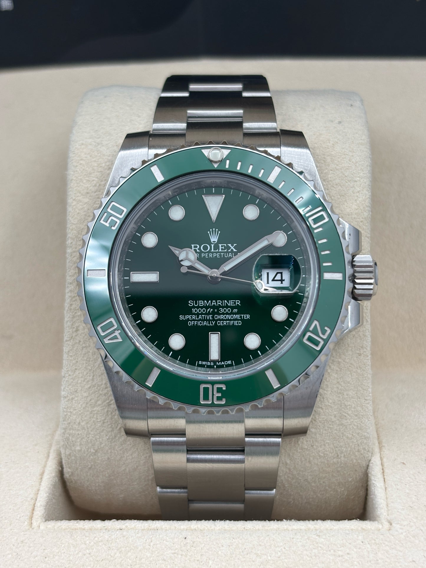 [SOLD OUT]二手 USED  ROLEX 勞力士 SUBMARINER DATE 116610LV 綠色 2014年9月 白綠卡 全套 FULL SET&nbsp;