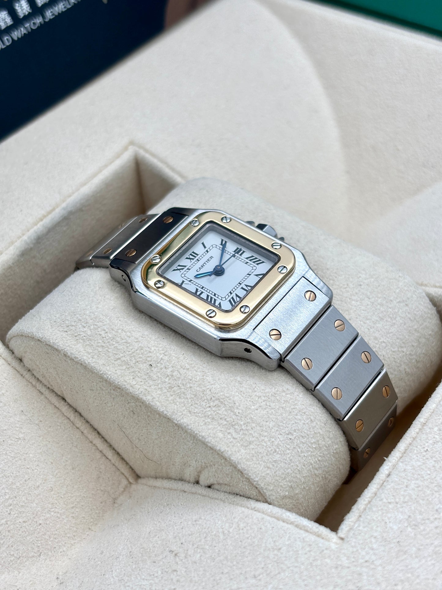 二手 USED  CARTIER 卡地亞 SANTOS 82036283 白色 羅馬數字 1996年8月 自動發條 保養證