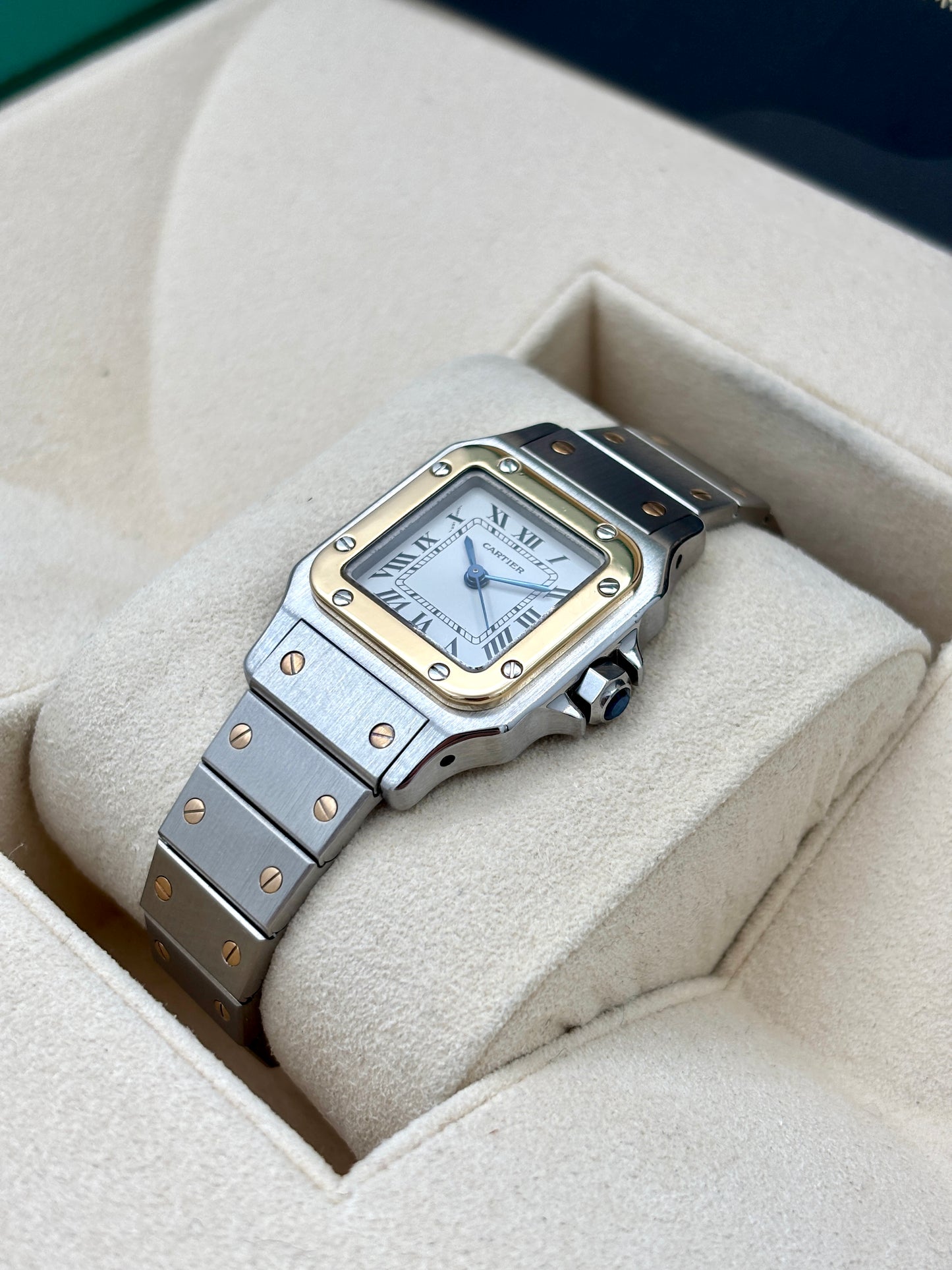 二手 USED  CARTIER 卡地亞 SANTOS 82036283 白色 羅馬數字 1996年8月 自動發條 保養證