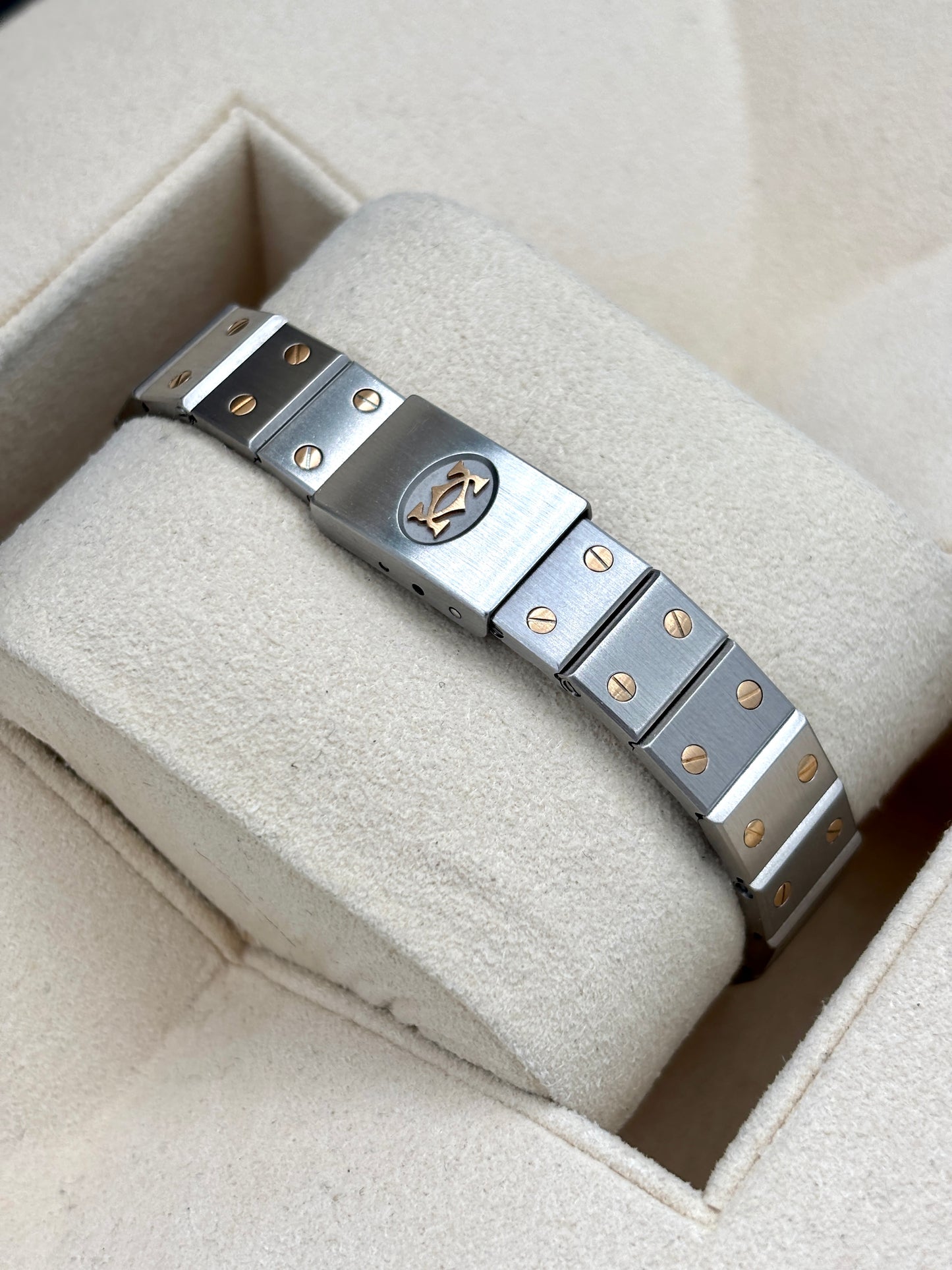 二手 USED  CARTIER 卡地亞 SANTOS 82036283 白色 羅馬數字 1996年8月 自動發條 保養證