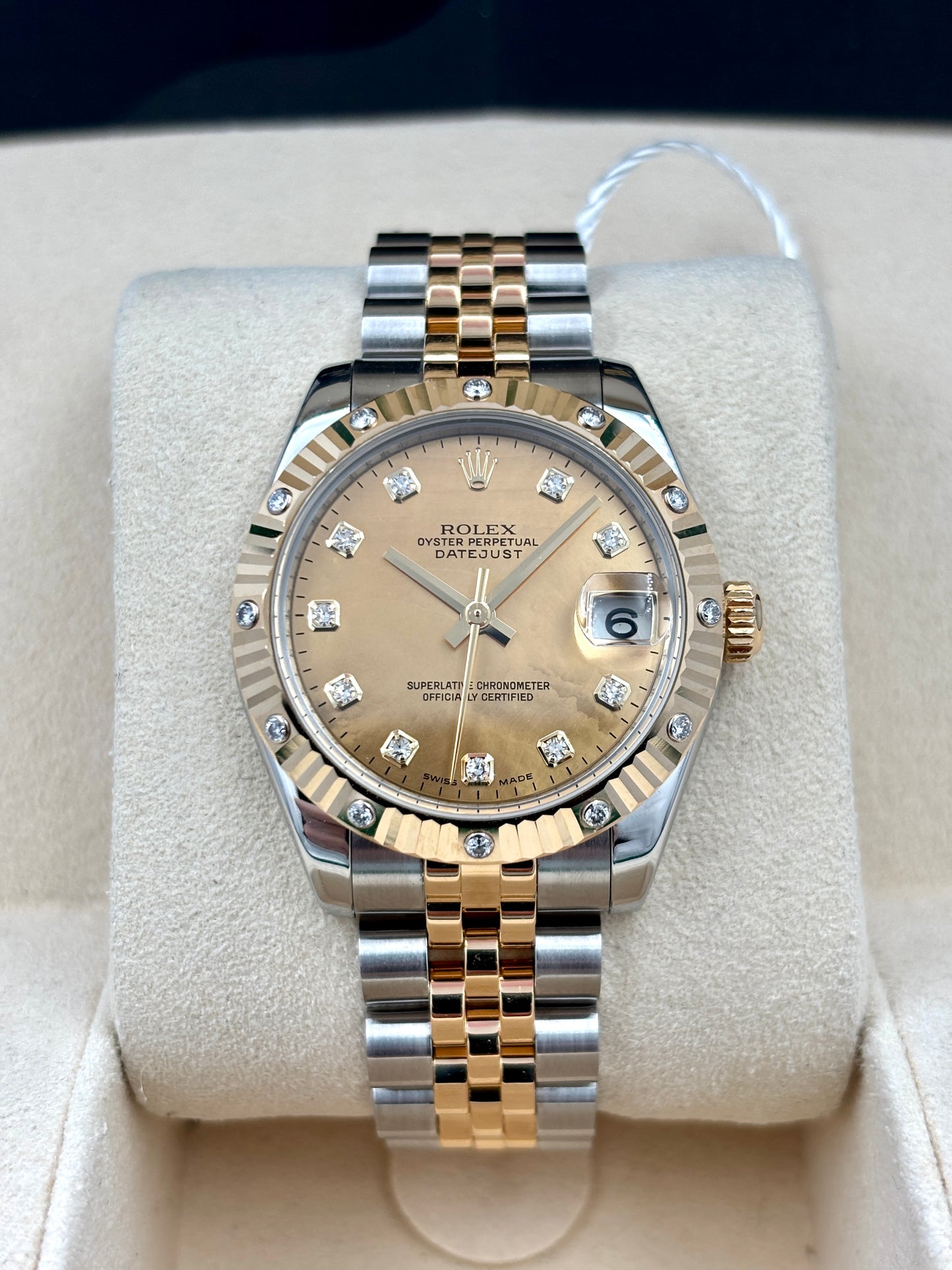 二手 USED  ROLEX 勞力士 DATEJUST 178313 金色貝殼鑽石字 2012年1月 保養證 AD單