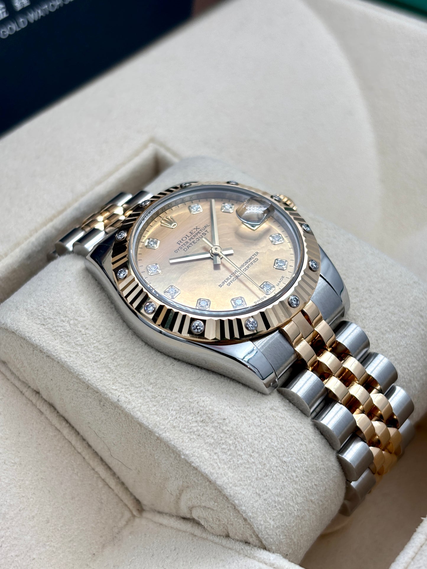 二手 USED  ROLEX 勞力士 DATEJUST 178313 金色貝殼鑽石字 2012年1月 保養證 AD單