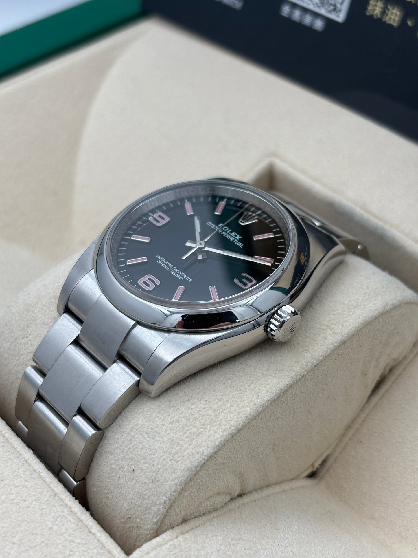 二手 USED  ROEX 勞力士 OYSTER PERPETUAL 116000 黑色粉紅字 亂碼 淨錶 WATCH ONLY
