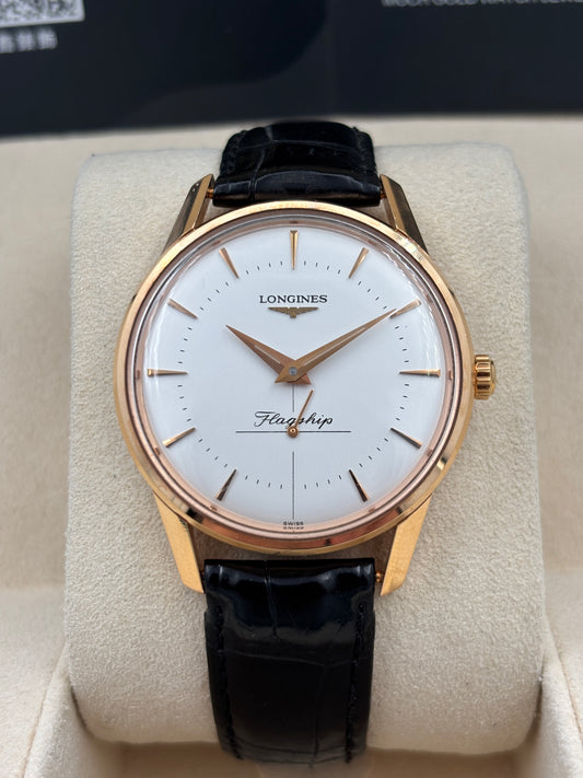 二手 USED  LONGINES 浪琴 FLAGSHIP L4.746.8.72.0 白色 18k金 淨錶 WATCH ONLY
