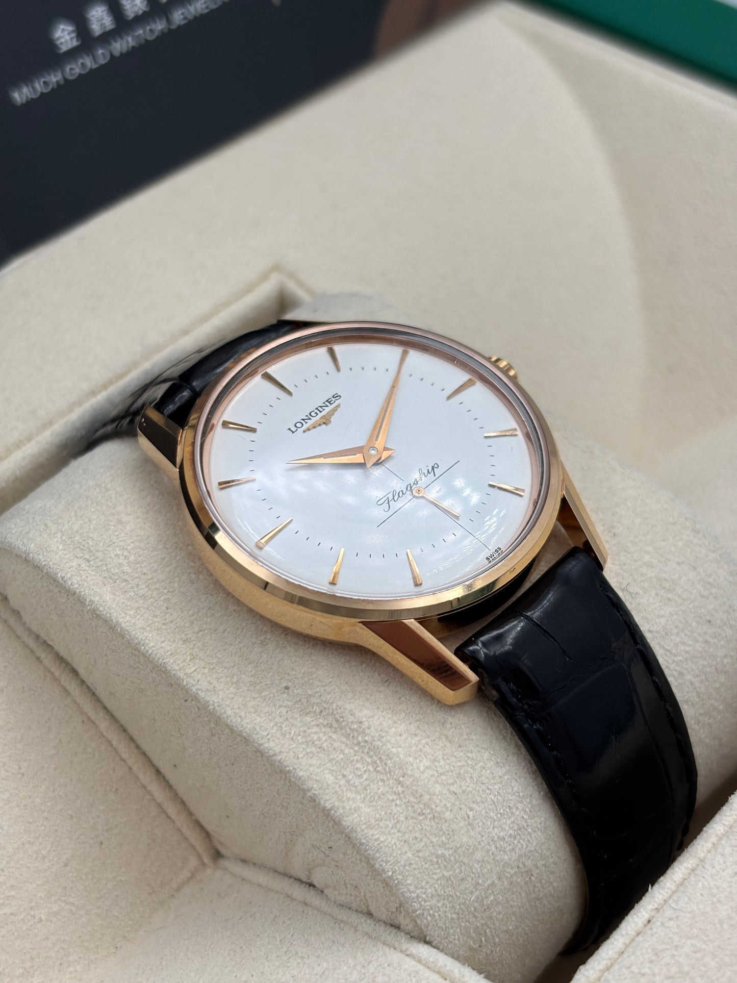 二手 USED  LONGINES 浪琴 FLAGSHIP L4.746.8.72.0 白色 18k金 淨錶 WATCH ONLY