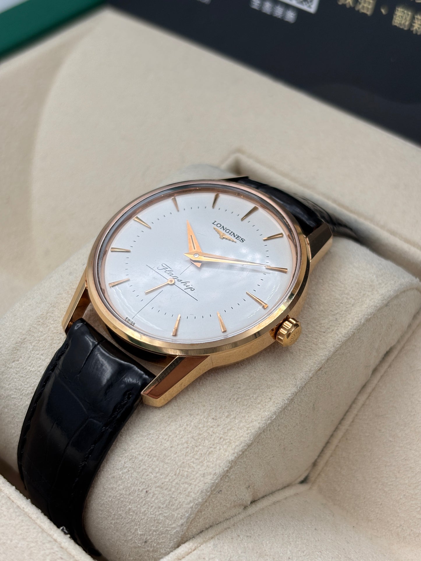 二手 USED  LONGINES 浪琴 FLAGSHIP L4.746.8.72.0 白色 18k金 淨錶 WATCH ONLY