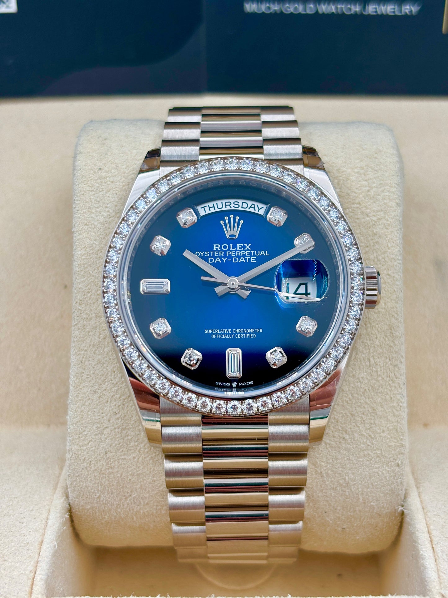 二手 USED  ROLEX 勞力士 DAYDATE 36 128349RBR 藍色 2020年10月 NFC新卡 99.99%新 全套 FULL SET