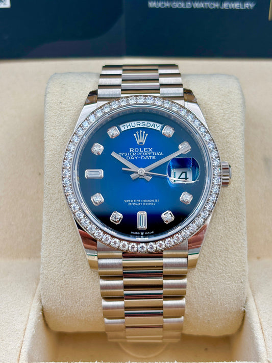 二手 USED  ROLEX 勞力士 DAYDATE 36 128349RBR 藍色 2020年10月 NFC新卡 99.99%新 全套 FULL SET