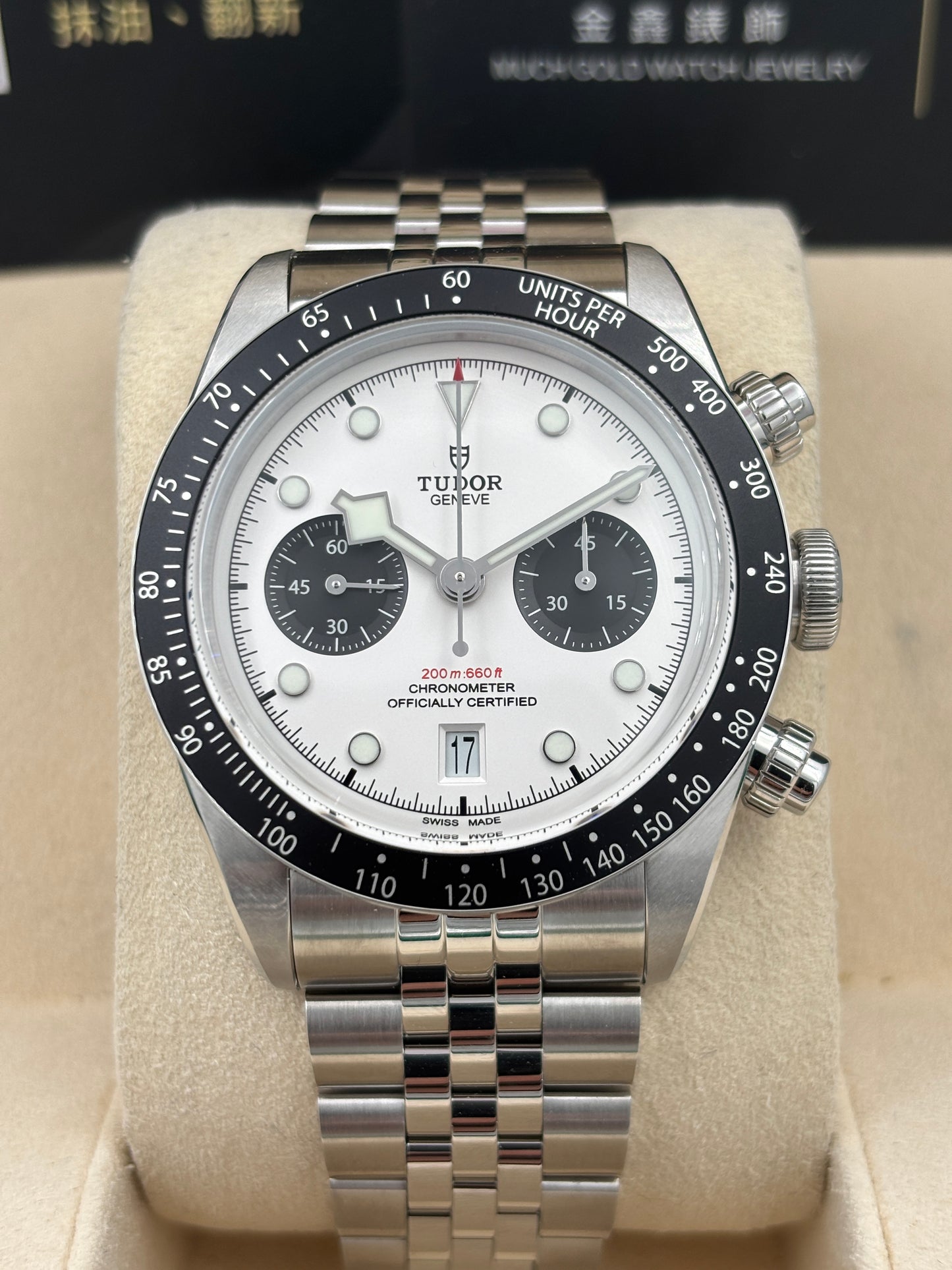 二手 USED  TUDOR 帝舵 BLACK BAY CHRONOGRAPH 79360N 白色 2026年5月 珠帶 未打磨 全套 FULL SET