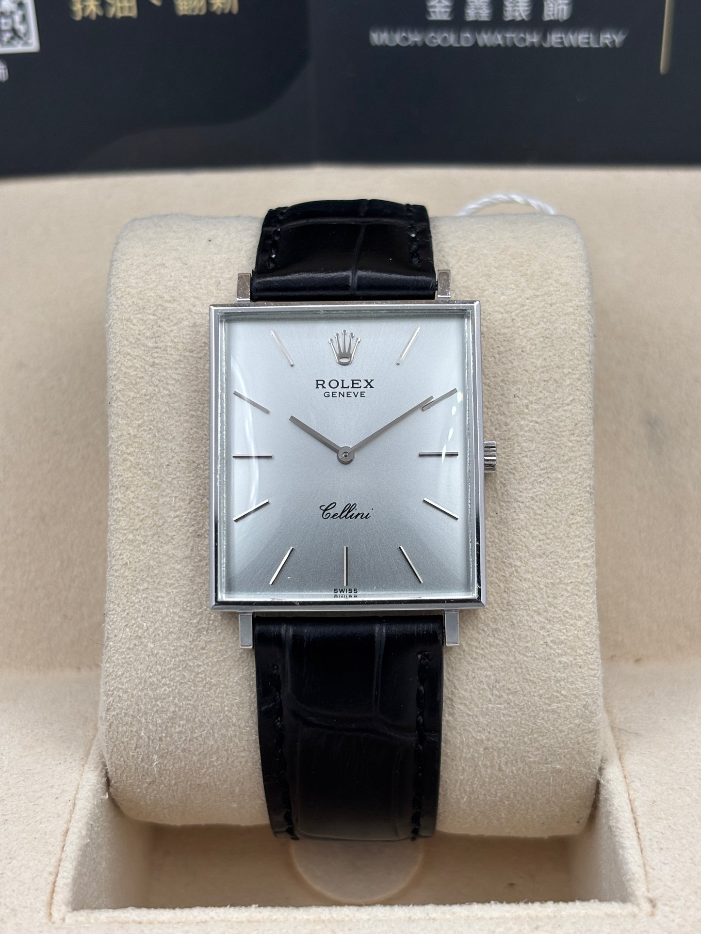 二手 USED  ROLEX 勞力士 CELLINI 銀色 18k白金 代用帶 代用扣 淨錶 WATCH ONLY
