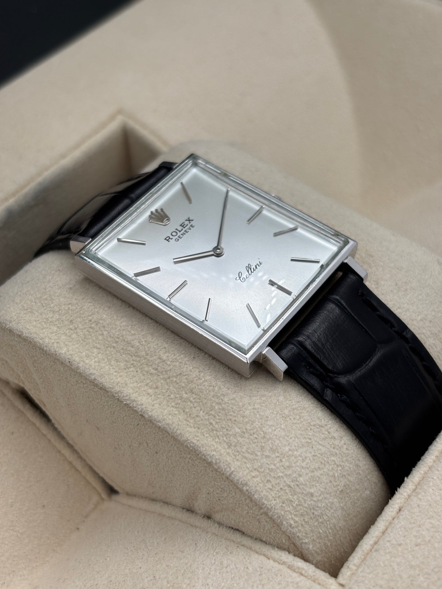 二手 USED  ROLEX 勞力士 CELLINI 銀色 18k白金 代用帶 代用扣 淨錶 WATCH ONLY