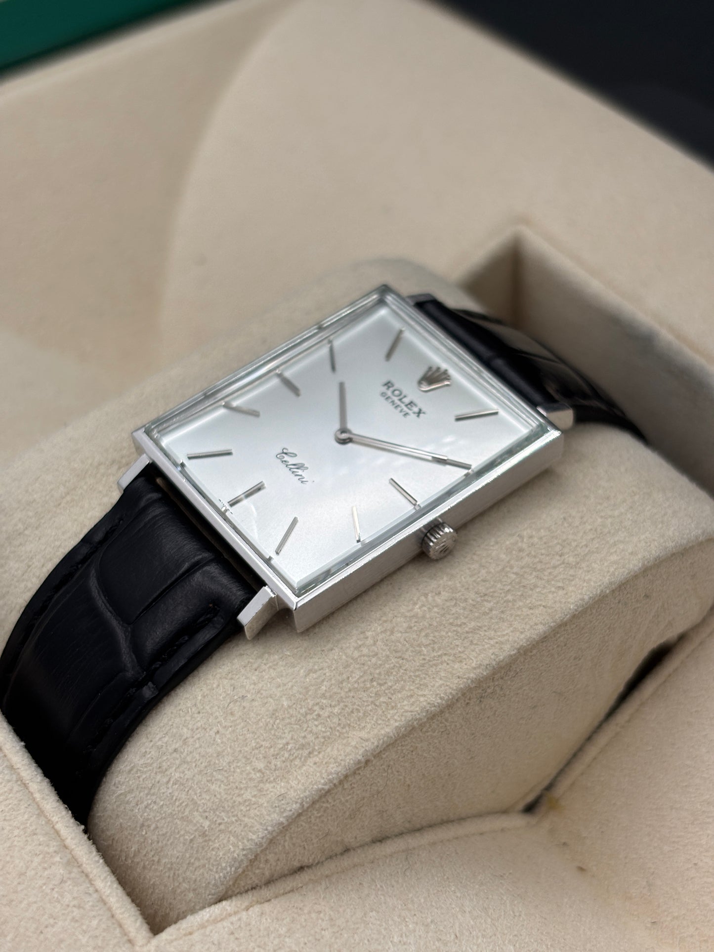 二手 USED  ROLEX 勞力士 CELLINI 銀色 18k白金 代用帶 代用扣 淨錶 WATCH ONLY