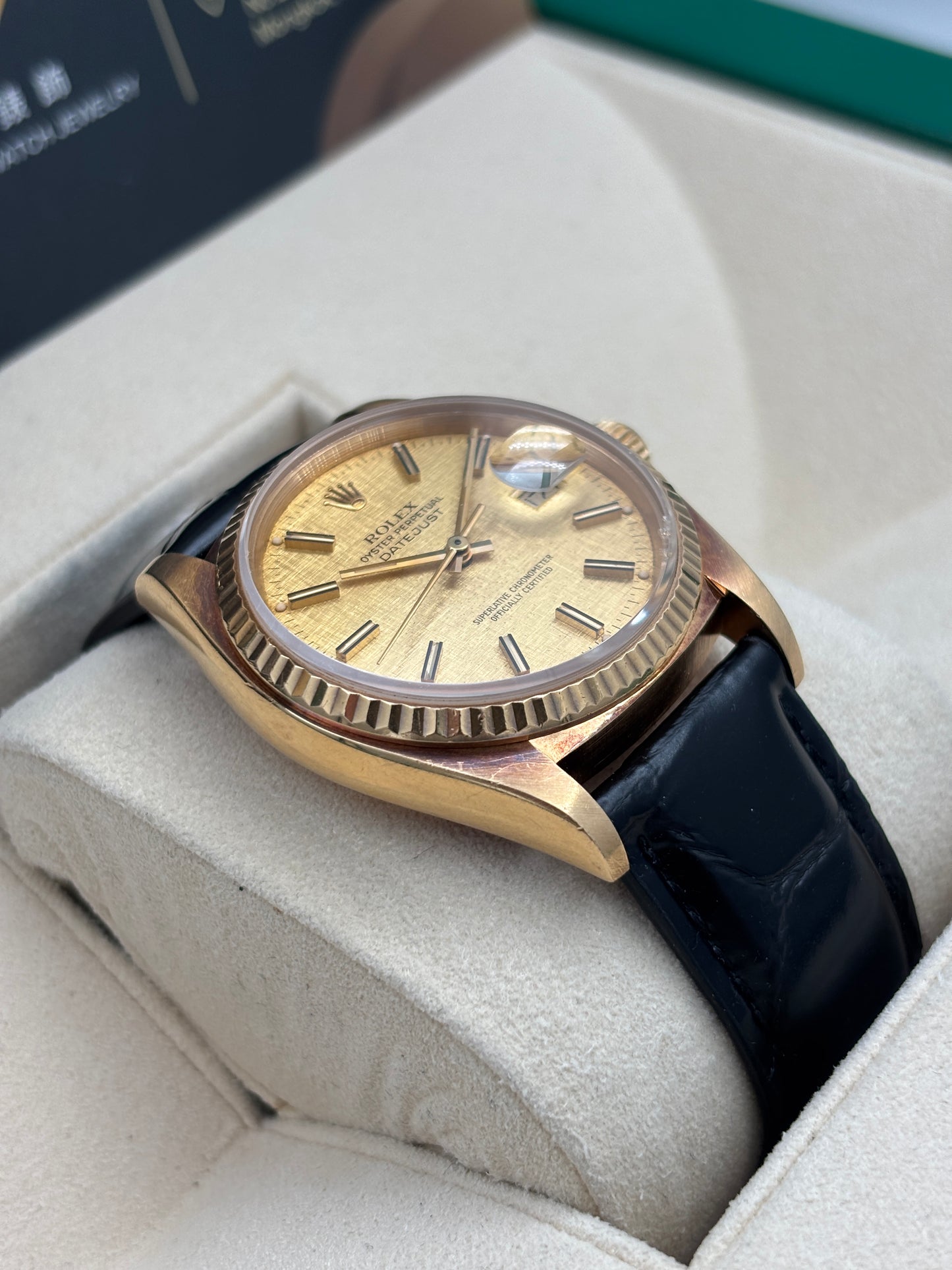 二手 USED ROLEX 勞力士 DATEJUST 16018 香檳金 約1983年 代用帶 代用扣 保養證