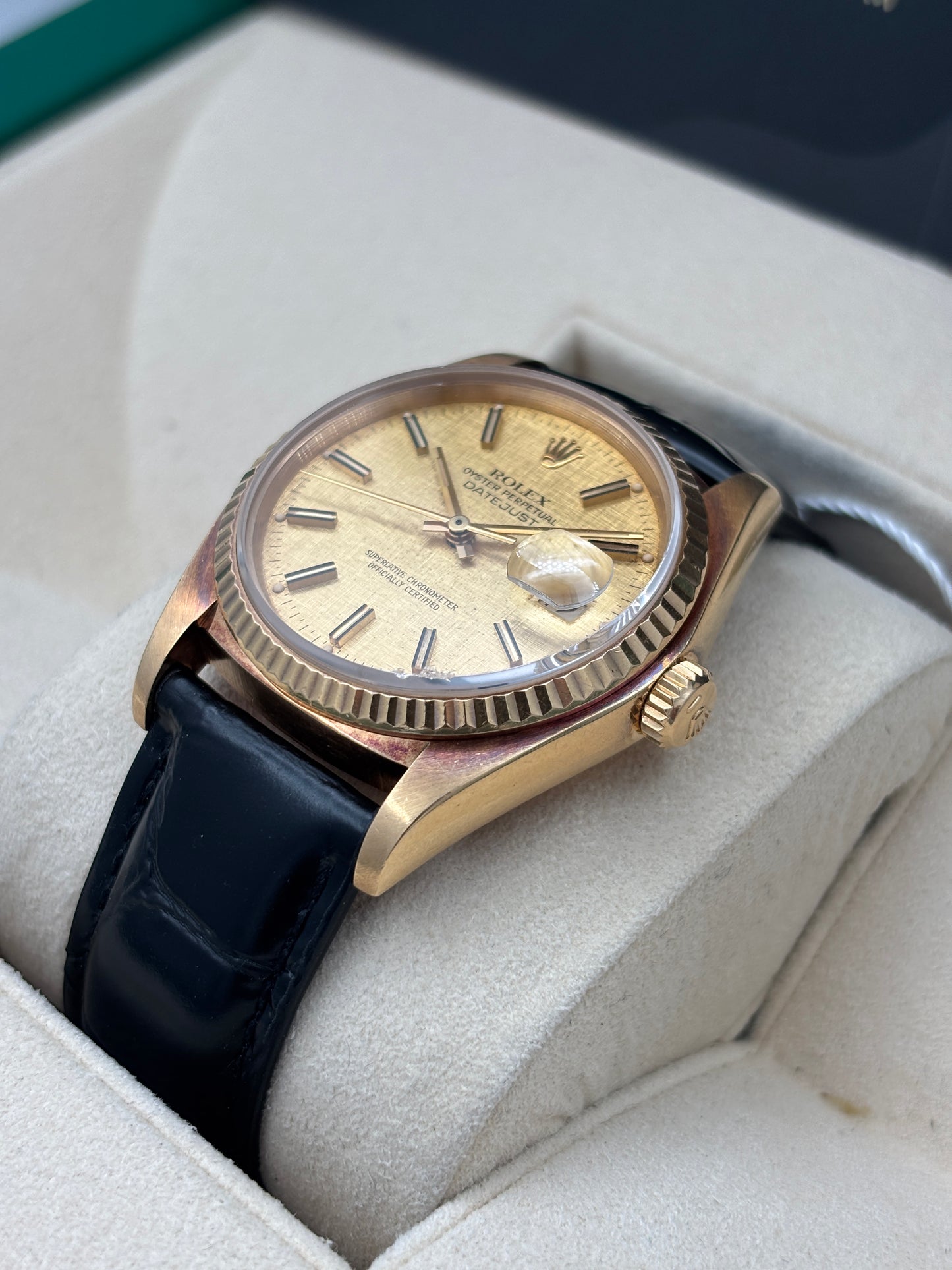 二手 USED ROLEX 勞力士 DATEJUST 16018 香檳金 約1983年 代用帶 代用扣 保養證
