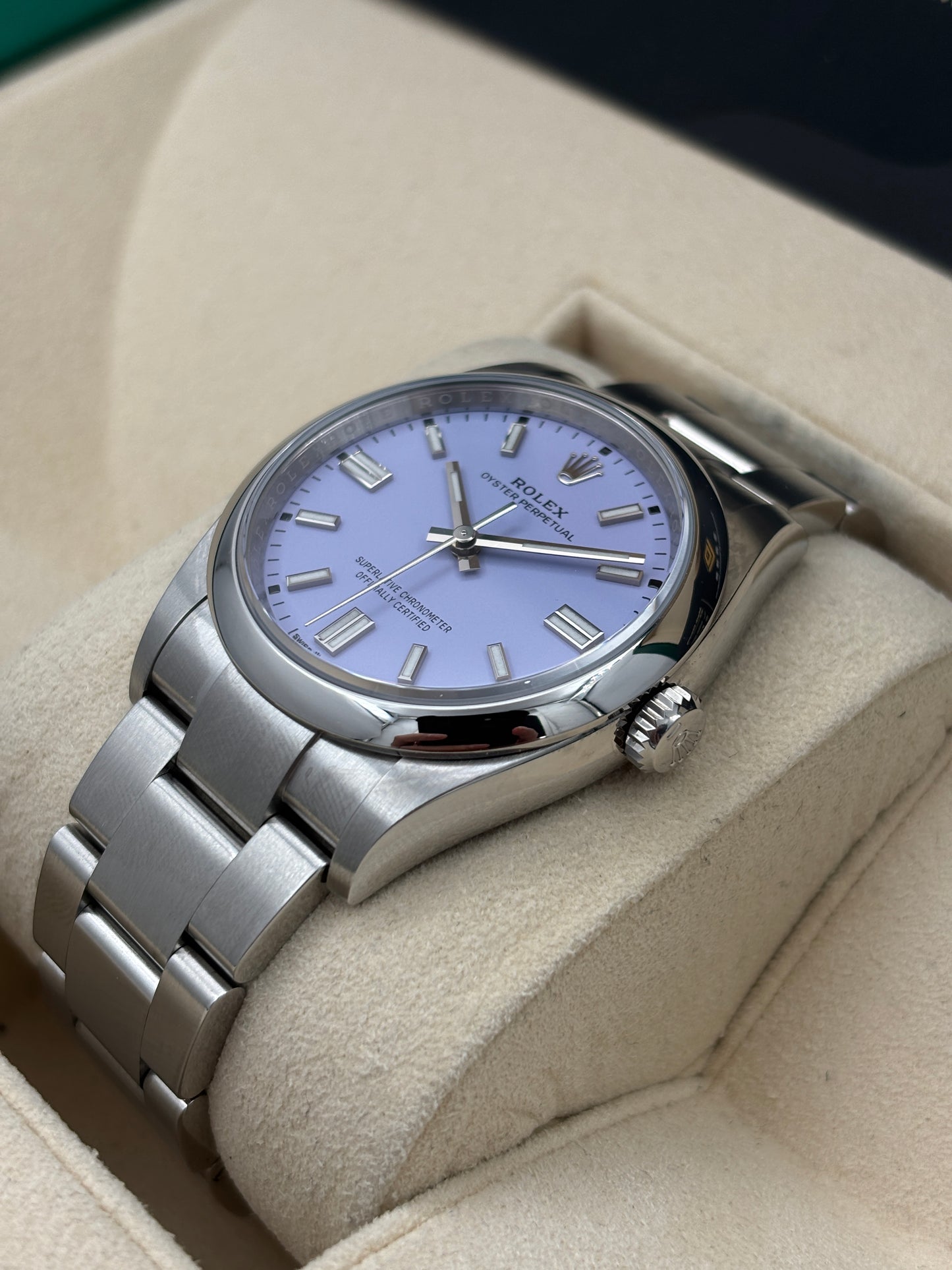 二手 USED  ROLEX 勞力士 OYSTER PERPETUAL 126000 薰衣草紫色 2025年12月 未打磨 99.99%新 全套 FULL SET