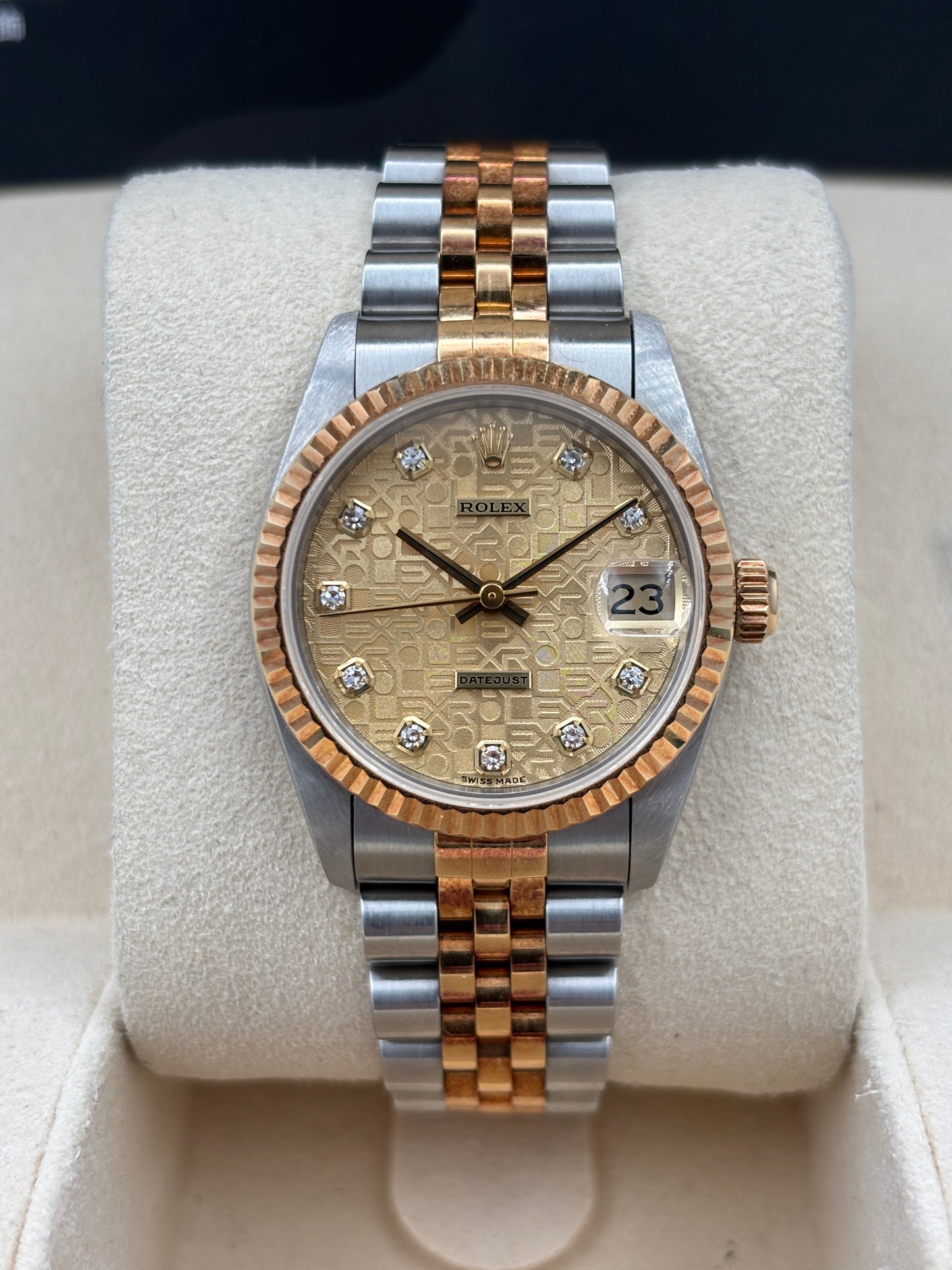 二手 USED ROLEX 勞力士 DATEJUST 68273 金色電腦面鑽石字 1997年 全套 FULL SET