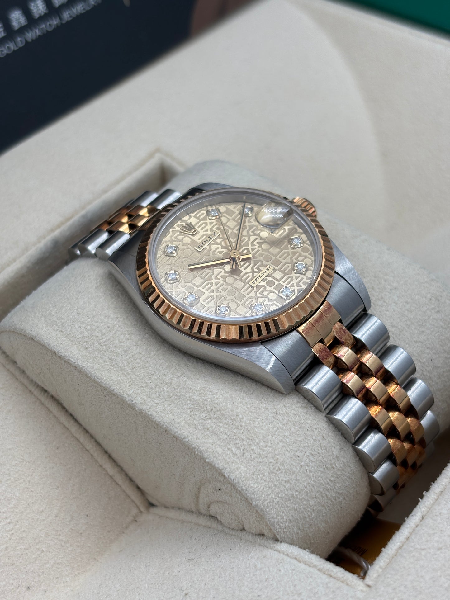 二手 USED ROLEX 勞力士 DATEJUST 68273 金色電腦面鑽石字 1997年 全套 FULL SET
