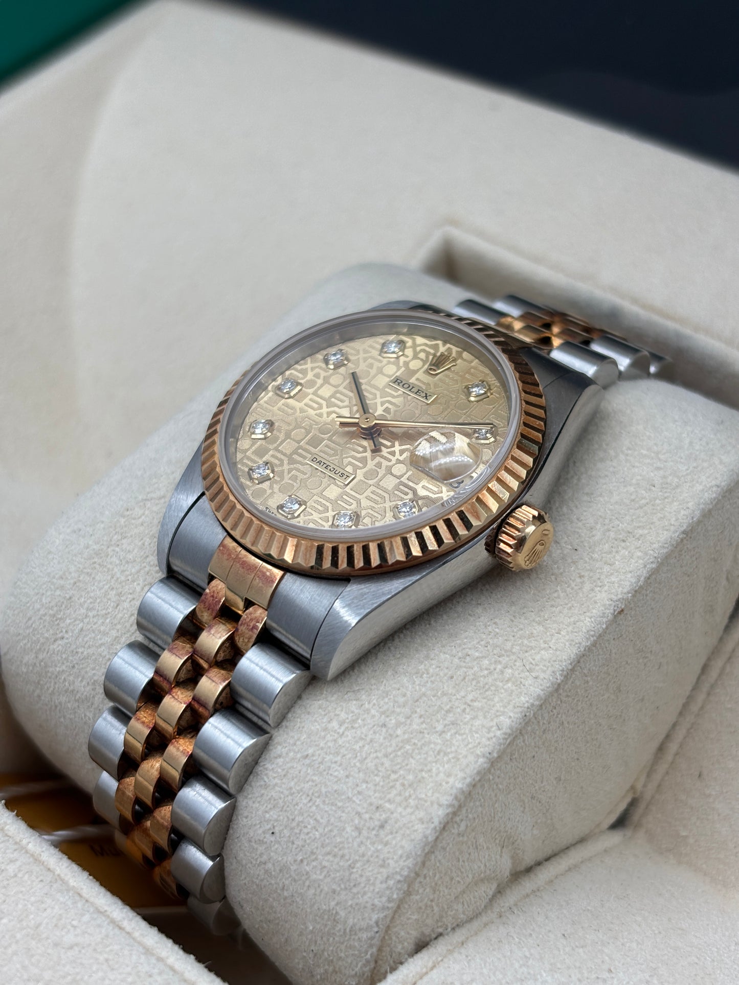 二手 USED ROLEX 勞力士 DATEJUST 68273 金色電腦面鑽石字 1997年 全套 FULL SET
