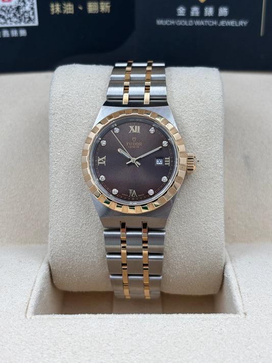 [SOLD OUT]全新 NEW  TUDOR 帝舵 ROYAL 28303 朱古力色鑽石字 2026年6月 全套 FULL SET