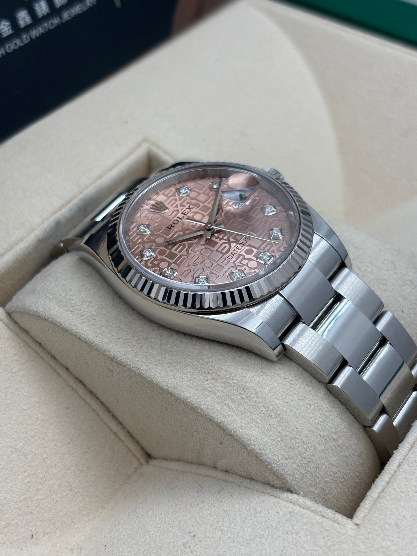 二手 USED  ROLEX 勞力士 DATEJUST 126234 粉紅色電腦面鑽石字 2020年2月 全套 FULL SET