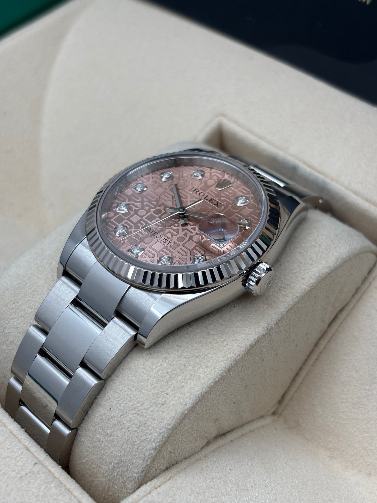 二手 USED  ROLEX 勞力士 DATEJUST 126234 粉紅色電腦面鑽石字 2020年2月 全套 FULL SET