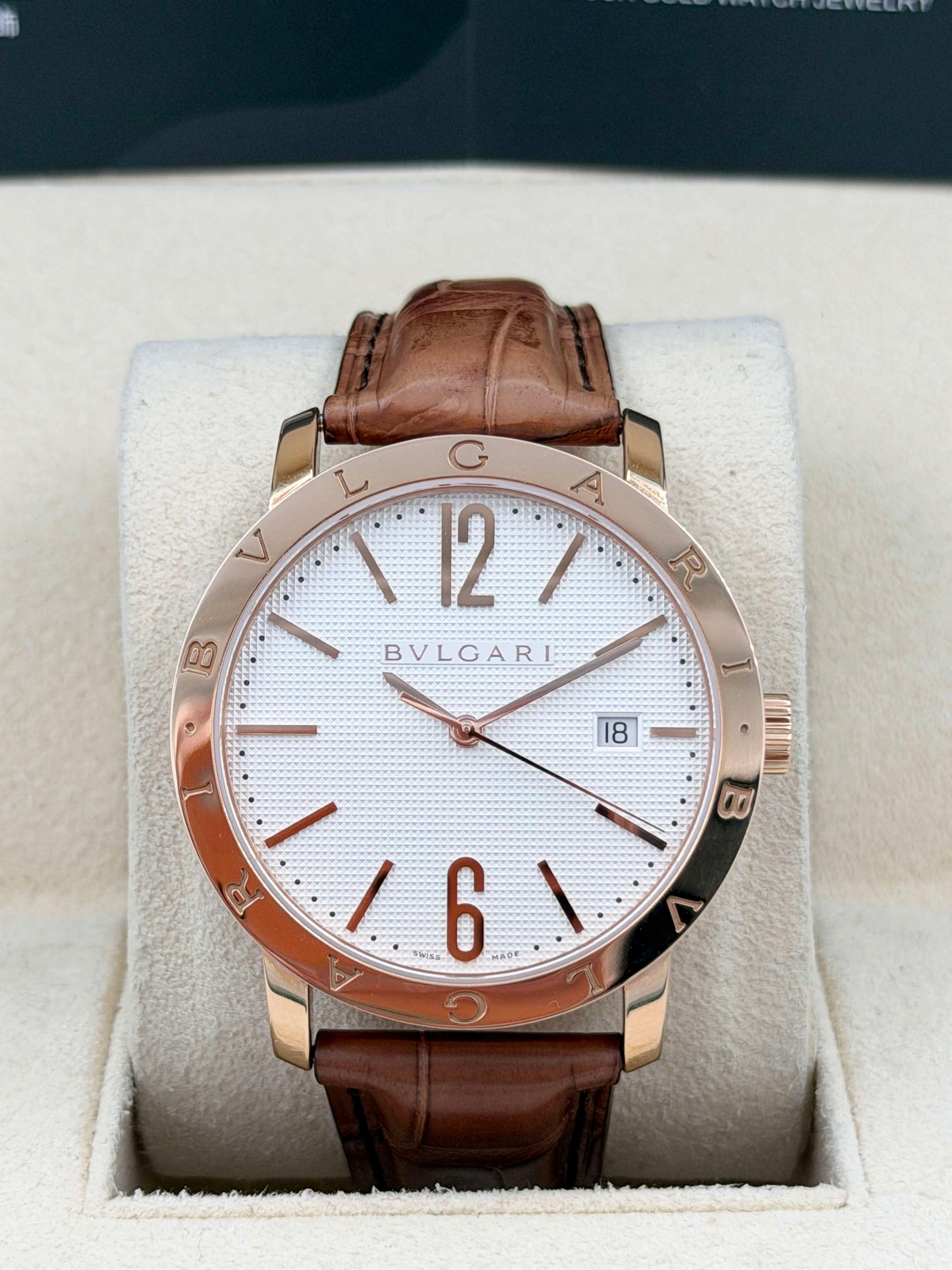 二手 USED BVLGARI 寶格麗 BBP40GL 白色面 18K金 皮帶