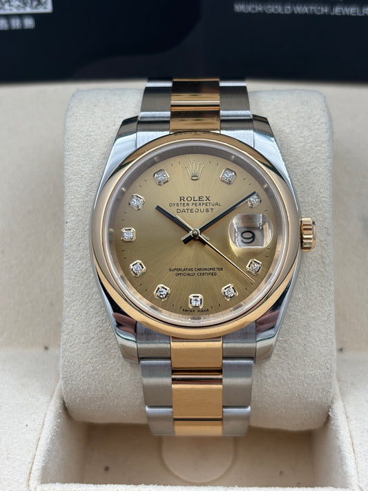 二手 USED  ROLEX 勞力士 DATEJUST 116203 金色鑽石字 2006年9月 保養證
